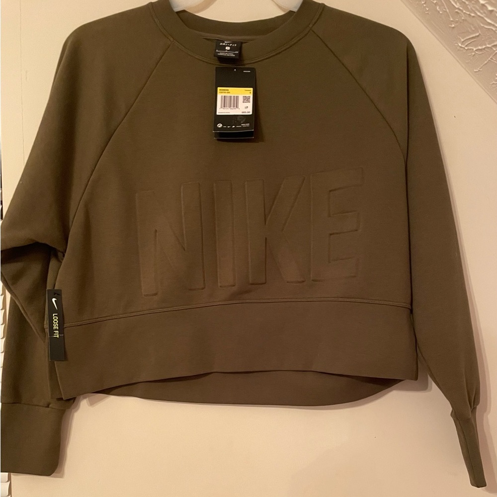 Nike Olive Green Crop Sweatshirt Size S